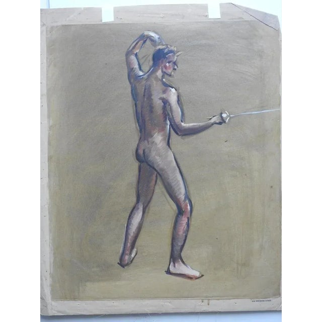 Robert Whitmore Double-Sided Oil Painting Male Against Green Background For Sale In Nashville - Image 6 of 11