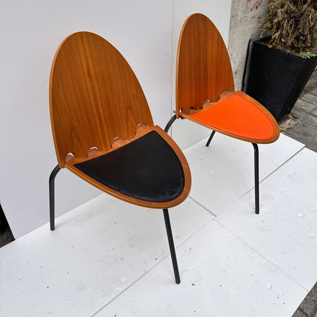 A6 Chairs in Wood and Leather by Joseph-André Motte for Steiner, France, 2000s, Set of 6 For Sale - Image 14 of 18