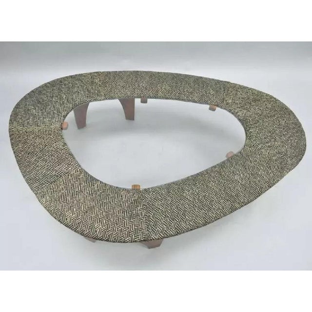 Mid 20th Century Henry P Glass Style Intimate Island Suite Walnut Upholstered Mid Century Coffee Table For Sale - Image 5 of 9
