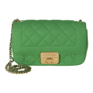 Green Quilted Jersey Chic With Me Mini Flap Bag For Sale