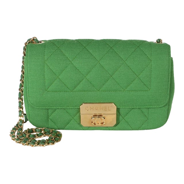 Green Quilted Jersey Chic With Me Mini Flap Bag For Sale