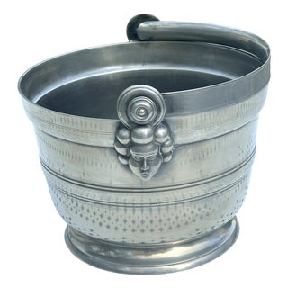 Antique Pewter Champagne Cooler with Cherub Heads, France, 1890s For Sale