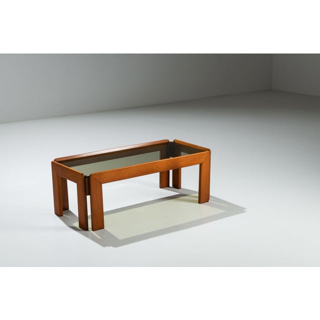 Vintage Coffee Table with Smoke Glass Top by Afra & Tobia Scarpa, 1970s For Sale - Image 6 of 12