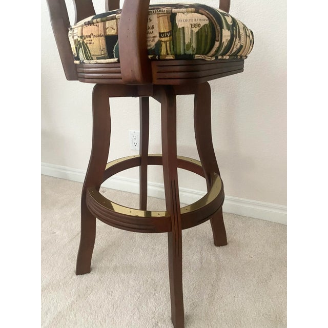 Cherry Wood Swivel Exquisite Bar Stools Set of Four Late 20th Century Excellent Mint Condition For Sale - Image 15 of 18