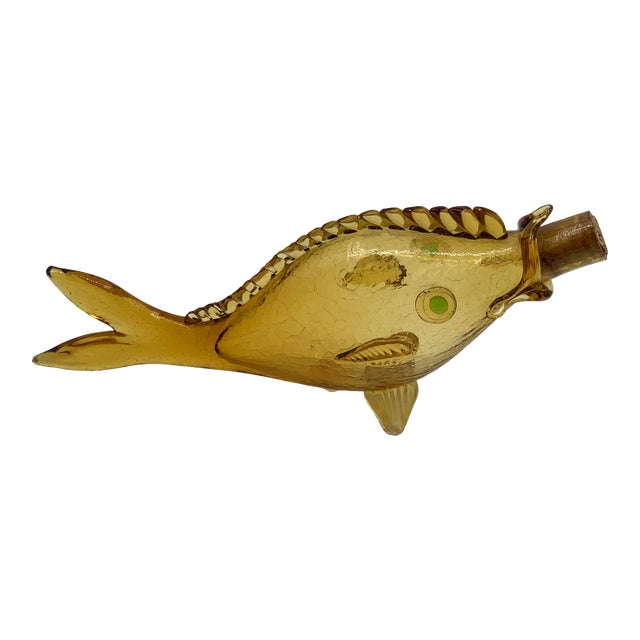 Orvieto Crackle Glass Fish Decanter For Sale