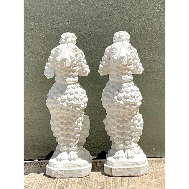 White Vintage Cement French Poodle Figures For Sale - Image 8 of 18