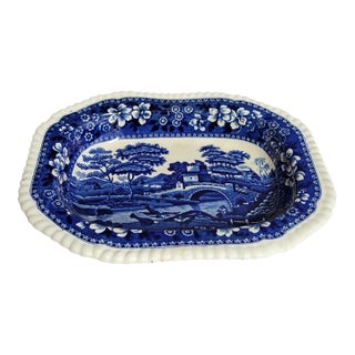 Antique Spode Copeland Tower Blue & White 10" Rectangular Serving Dish or Shallow Bowl For Sale