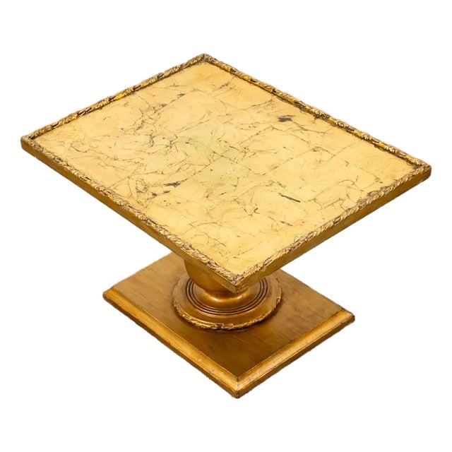 Mid Century Modern Side Table End Rectangular Hollywood Regency Gold 1970s 70s For Sale