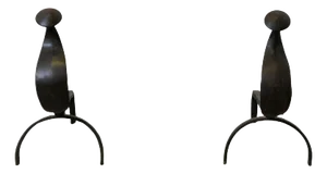 French Gothic Iron Andirons, 1800, Set of 2