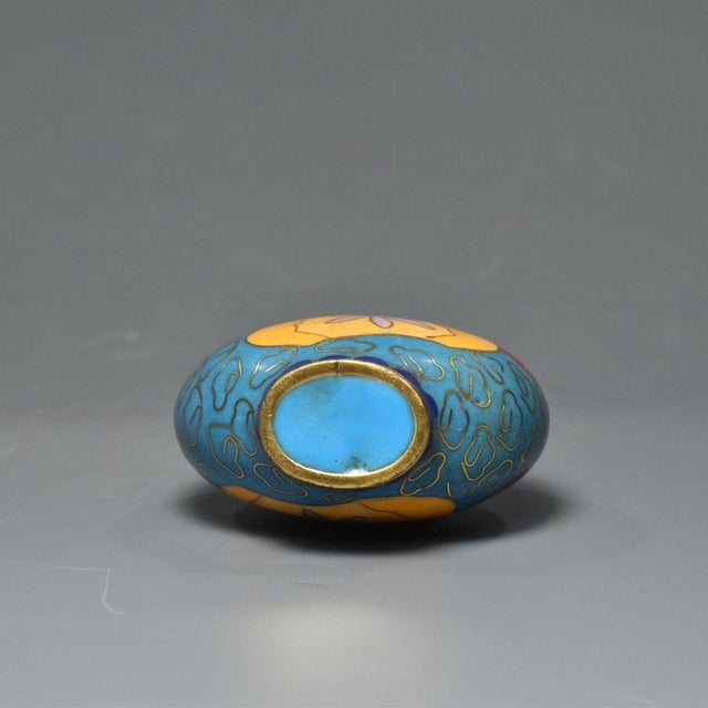 Blue Cloisonne Gourd Snuff Bottle, Enamel on Copper For Sale - Image 8 of 9