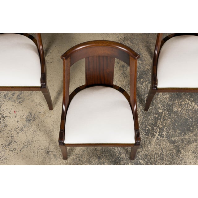 Early 20th Century Set of Six Early 20th Century French Empire Mahogany Gondola Dining Chairs For Sale - Image 5 of 17