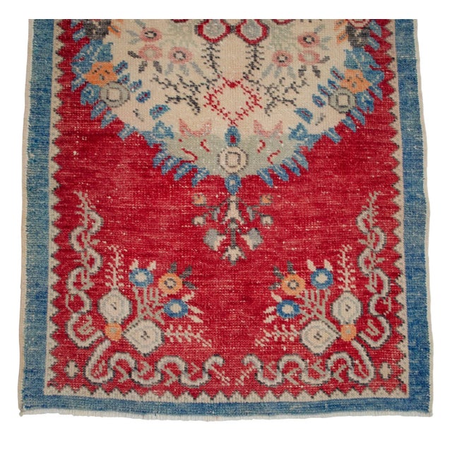 Distressed Area Rug Hand Knotted Colorful Oushak Medallion Rug - 2'5'' X 4'9'' For Sale - Image 10 of 12