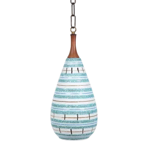 1960s Italian Striped Ceramic Pendant Lamp