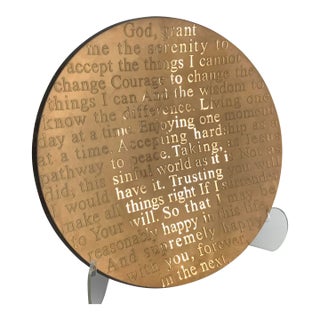Stunning Large Gold Stephen Schlanser Christian Art Glass Platter, Signed, 22”d For Sale