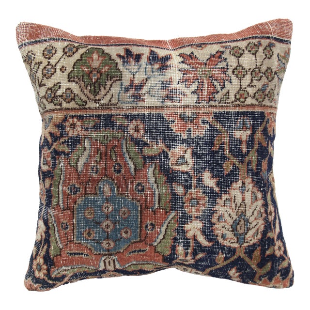 Vintage Hand-Knotted Tribal Rug Pillow Cover -20'' X 20'' For Sale
