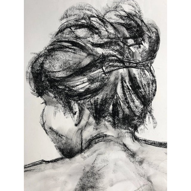 Contemporary Angela Lyle "Christine With Her Hair Up" Charcoal on Paper 2001 For Sale - Image 3 of 4