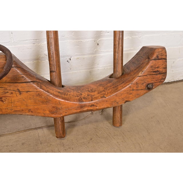 Antique Wooden Ox Yoke – Hand-Carved Farm Wall Sculpture For Sale - Image 11 of 14