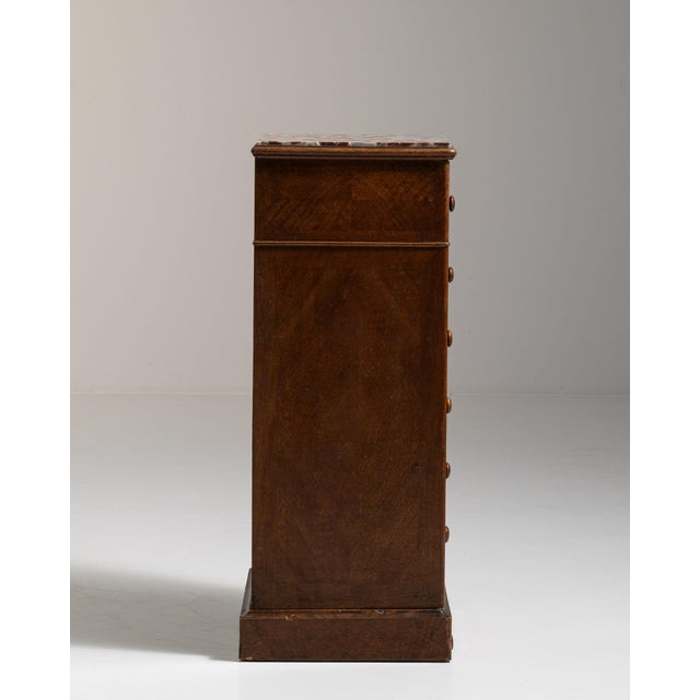 Brown 19th Century France Rich Walnut Brown Narrow Walnut Semainier For Sale - Image 8 of 11