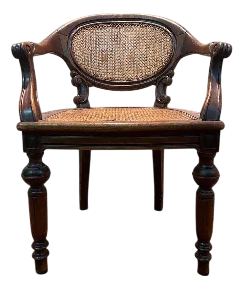 Napoleon III Oak and Cane Office Chair | Chairish