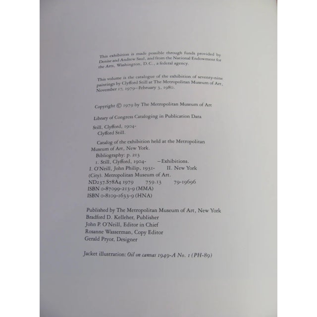 Clyfford Still Catalogue of Metropolitan Museum 1979 Exhibit 1st Ed. Hc Dj John O'Neill For Sale In Providence - Image 6 of 13