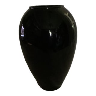Vintage Black Onyx Glass Tapered Vase Styled After Hager For Sale