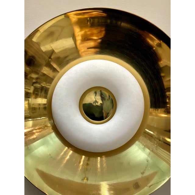 Revelation Modern Brass and Alabaster Vice Versa Led Wall Sconces Pair For Sale - Image 4 of 6