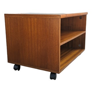 Vintage Teak Rolling Cabinet or End Table For Sale