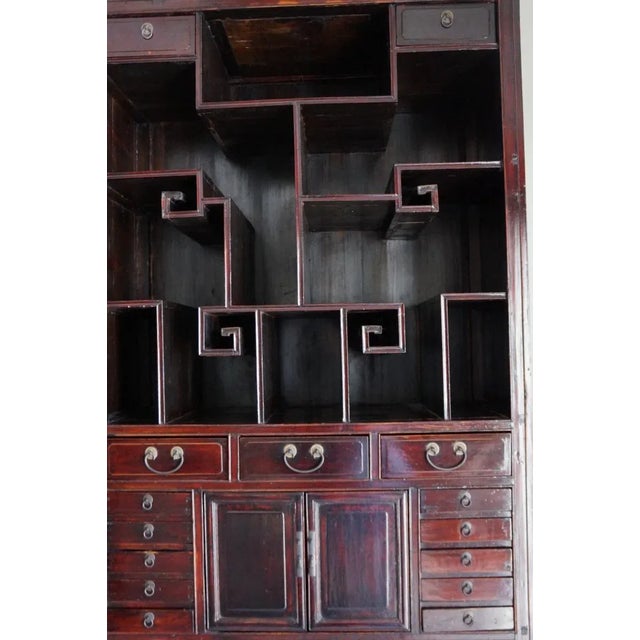 Antique Chinese Curio Cabinet With Display Shelves and Multiple Drawers For Sale In Chicago - Image 6 of 11