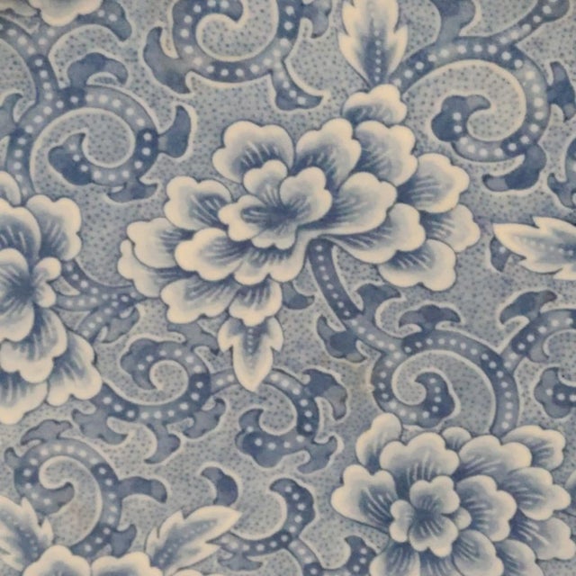 Japanese Vintage Japanese Floral Blue & White Porcelain Serving Plate Marked For Sale - Image 3 of 7