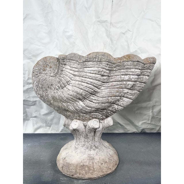 Vintage Cast Stone Nautilus Shell Planters- A Pair For Sale - Image 12 of 12