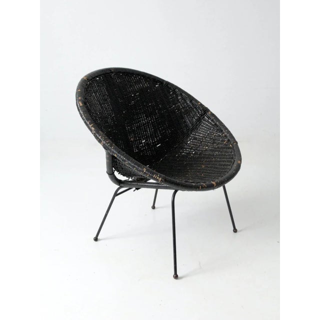Mid-Century Black Wicker Patio Set For Sale - Image 10 of 11