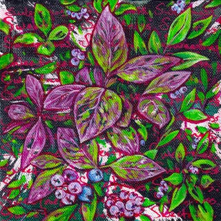 Sweetness-Blue Ridge Mts, North Carolina I by Amanda Seckington | Acrylic & Oil Painting of leaves and berries For Sale