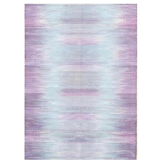 Ikat Style Handwoven Cotton Kilim Rug For Sale - Image 4 of 5