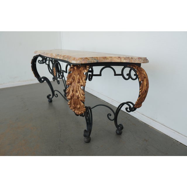 Vintage Iron & Marble Console Table For Sale - Image 4 of 17