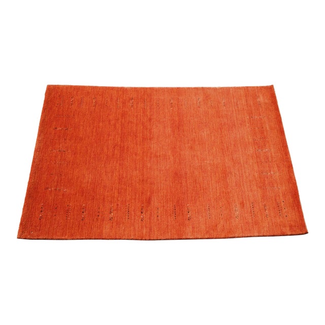 Modern Design Orange Approx. 4x6 Wool Area Rug For Sale