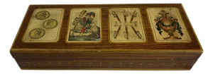 Late 19th Century Antique Italian Playing Card Wood Box