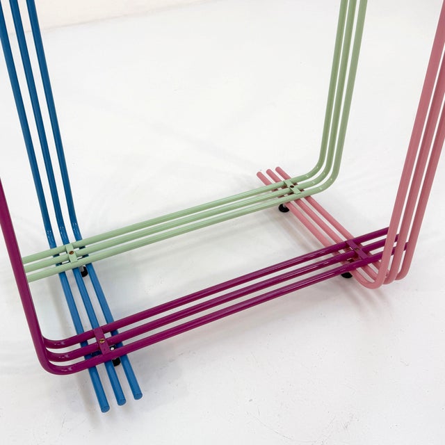 Multicolor Console Table with Glass Board, 1980s, in Good conditions. Designed 1980 to 1989