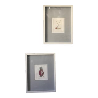 Golf Motif Colored Etchings - a Set of 2 For Sale