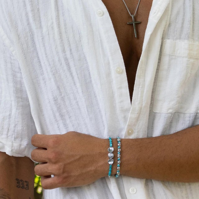 Sea Soul Hematite & Turquoise Bracelet Set For Sale In Miami - Image 6 of 7