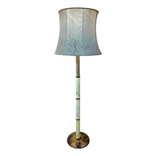 Brass & Porcelain Floor Lamp For Sale