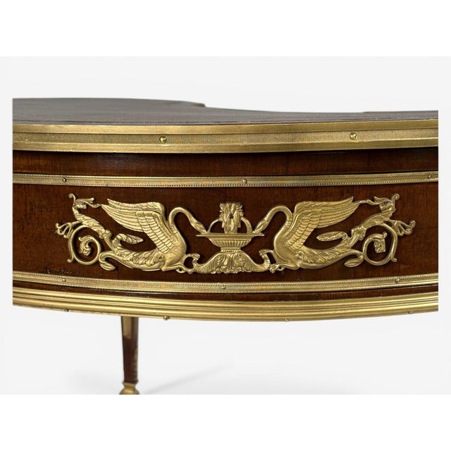 Guillaume Grohé, Kidney Shaped Desk and Chair, Leather, Bronze, France, 19th C. For Sale - Image 17 of 18
