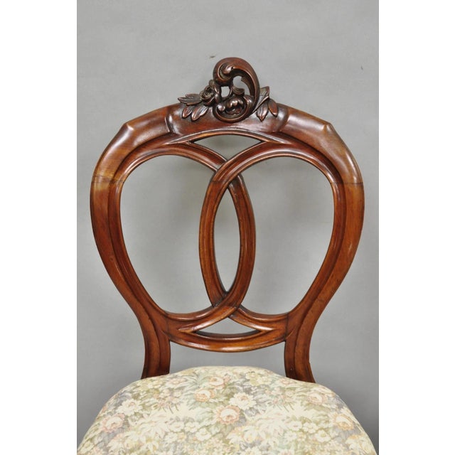 Wood Antique Victorian Mahogany Pretzel Balloon Back Parlor Side Chairs - A Pair For Sale - Image 7 of 15