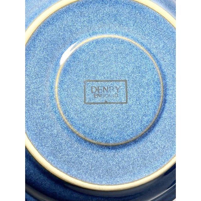 1990s Denby “Imperial Blue” Set of 8 Stoneware Teacups & Saucers For Sale In Dallas - Image 6 of 6