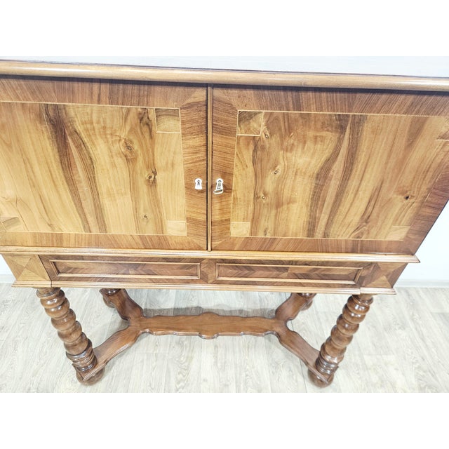 19th Century Baroque Walnut Cabinet with Inlays and Turned Legs For Sale - Image 10 of 18