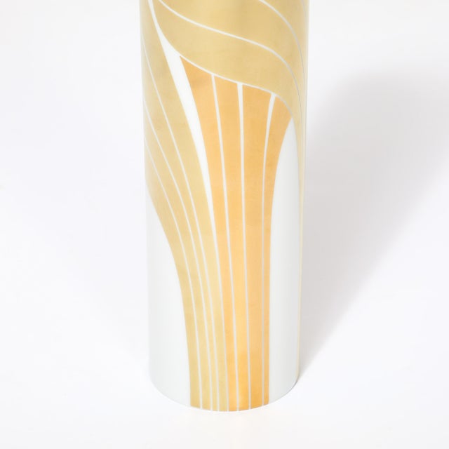 Mid-Century Porcelain Cylindrical Vase W/ 24karat Gold Overlay by Rosenthal For Sale - Image 12 of 17