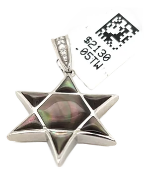 Kabana 14k White Gold Diamond Mother of Pearl Star of David Charm Pendant
