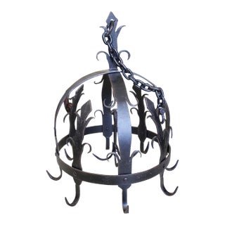 Ornamental Wrought Iron Pot Rack or Herb Drying Rack For Sale