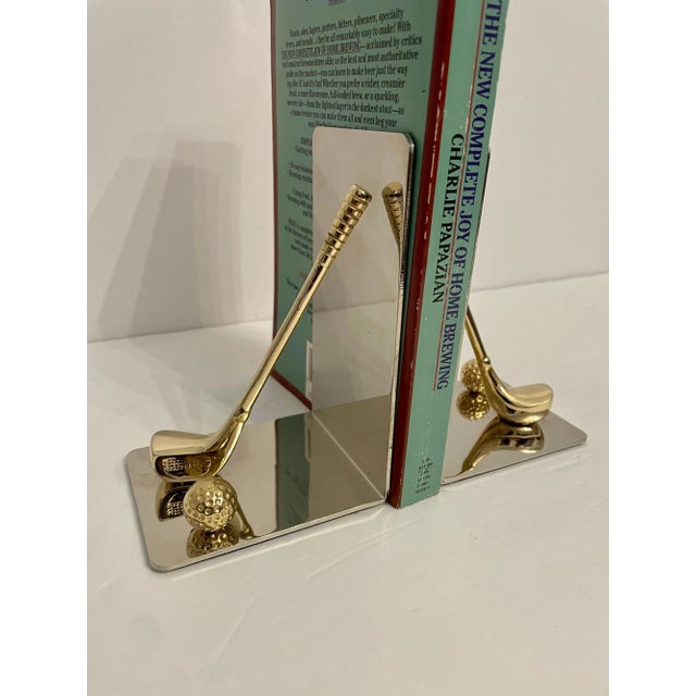 Late 20th Century Brass & Chrome Golf Club Bookends - a Pair For Sale - Image 4 of 13