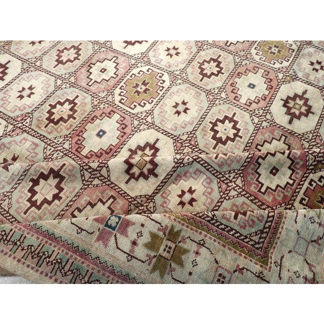 Textile Mid-20th Century Turkish Oushak Tribal Turkoman Inspired Room Size Carpet For Sale - Image 7 of 8
