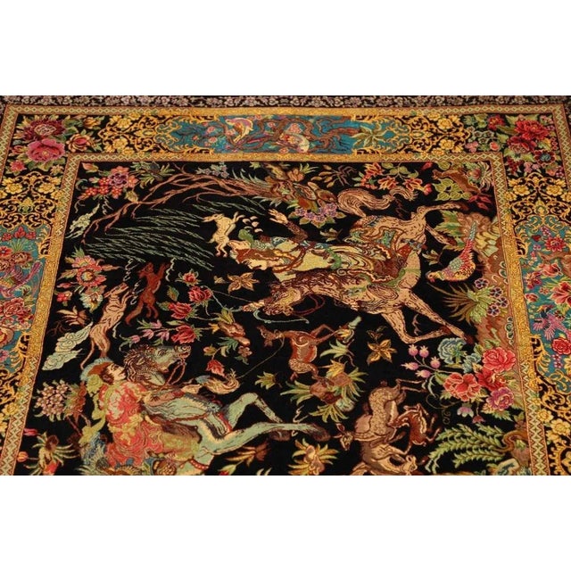Middle Eastern Qom Rug in Silk For Sale - Image 8 of 11